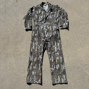 Vintage Walls Trebark Camo Hunting Coveralls Canvas Jumpsuit Large Tall USA